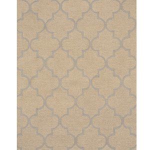 Beige Hand-Tufted Wool Traditional Moroccan Rug, 5' x 7'
